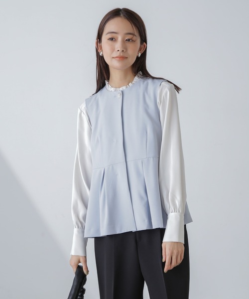 NANO universe（ナノユニバース）の「多機能素材ペプラムジレ(セットアップ可）（ベスト・レディース・アイボリー/ライトブルー/ネイビー・FREE）」の11枚目の写真