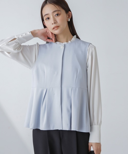 NANO universe（ナノユニバース）の「多機能素材ペプラムジレ(セットアップ可）（ベスト・レディース・アイボリー/ライトブルー/ネイビー・FREE）」の12枚目の写真