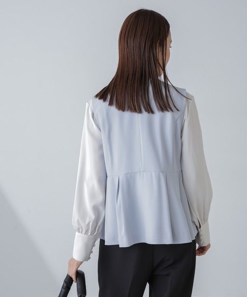 NANO universe（ナノユニバース）の「多機能素材ペプラムジレ(セットアップ可）（ベスト・レディース・アイボリー/ライトブルー/ネイビー・FREE）」の13枚目の写真