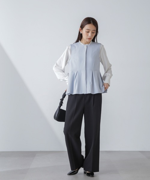 NANO universe（ナノユニバース）の「多機能素材ペプラムジレ(セットアップ可）（ベスト・レディース・アイボリー/ライトブルー/ネイビー・FREE）」の15枚目の写真