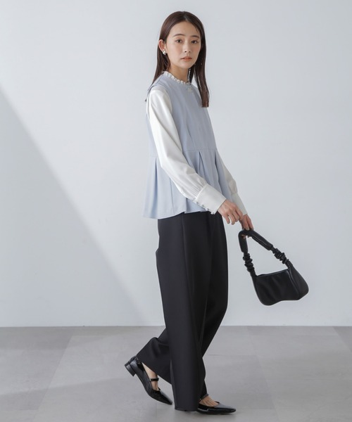 NANO universe（ナノユニバース）の「多機能素材ペプラムジレ(セットアップ可）（ベスト・レディース・アイボリー/ライトブルー/ネイビー・FREE）」の16枚目の写真