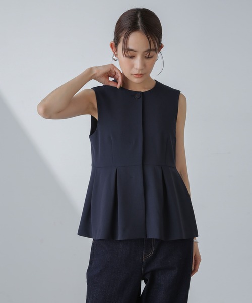 NANO universe（ナノユニバース）の「多機能素材ペプラムジレ(セットアップ可）（ベスト・レディース・アイボリー/ライトブルー/ネイビー・FREE）」の18枚目の写真