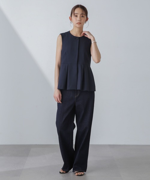 NANO universe（ナノユニバース）の「多機能素材ペプラムジレ(セットアップ可）（ベスト・レディース・アイボリー/ライトブルー/ネイビー・FREE）」の21枚目の写真