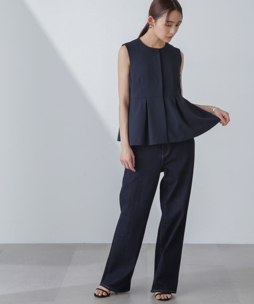 NANO universe（ナノユニバース）の「多機能素材ペプラムジレ(セットアップ可）（ベスト・レディース・アイボリー/ライトブルー/ネイビー・FREE）」の22枚目の写真