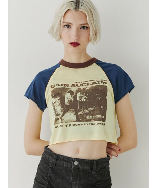 jouetie（ジュエティ）の「ラグランフィットTシャツ（Tシャツ/カットソー・レディース・ブラック/イエロー/アイボリー・MEDIUM）」の5枚目の写真