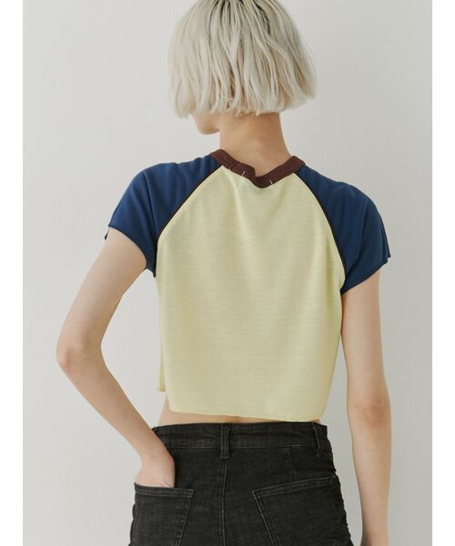 jouetie（ジュエティ）の「ラグランフィットTシャツ（Tシャツ/カットソー・レディース・ブラック/イエロー/アイボリー・MEDIUM）」の8枚目の写真