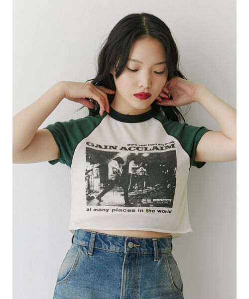 jouetie（ジュエティ）の「ラグランフィットTシャツ（Tシャツ/カットソー・レディース・ブラック/イエロー/アイボリー・MEDIUM）」の11枚目の写真