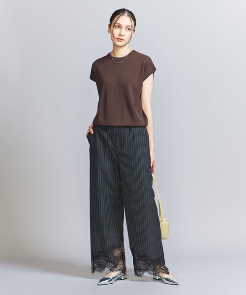 BEAUTY&YOUTH UNITED ARROWS（ビューティーアンドユースユナイテッドアローズ）の「フレンチスリーブ ニットプルオーバー -ウォッシャブル-（ニット/セーター・レディース・オレンジ/ブラック/オフホワイト/ダークブラウン・FREE）」の6枚目の写真