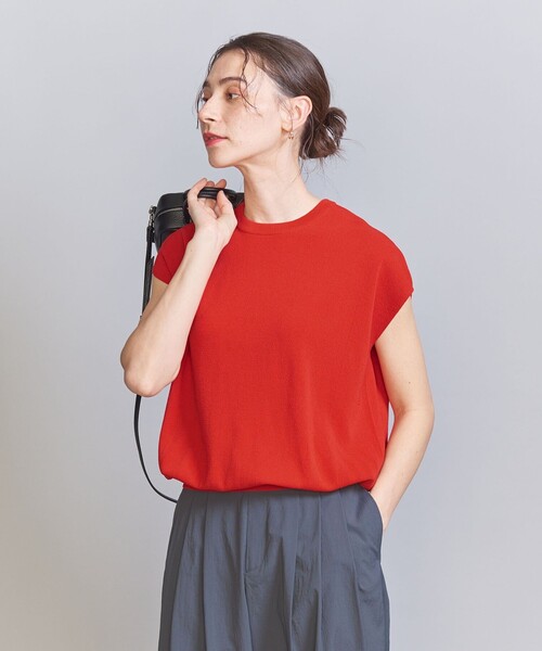 BEAUTY&YOUTH UNITED ARROWS（ビューティーアンドユースユナイテッドアローズ）の「フレンチスリーブ ニットプルオーバー -ウォッシャブル-（ニット/セーター・レディース・オレンジ/ブラック/オフホワイト/ダークブラウン・FREE）」の16枚目の写真