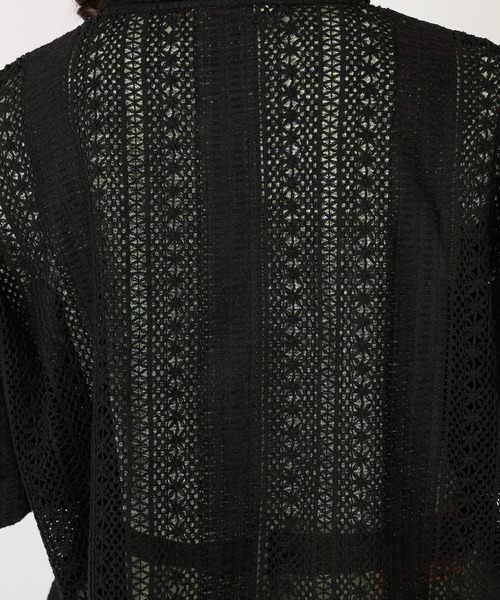 DOUBLE NAME(ダブルネーム)の「レースZIP半袖シャツジャケット(その他アウター・レディース・ブラック/オフホワイト/ブルー・FREE)」の12枚目の写真