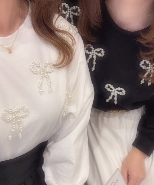 apres jour(アプレジュール)の「French girly collection パールリボンロンT【ZOZOTOWN限定アイテム】(Tシャツ/カットソー・レディース・オフホワイト/ブラック/ライトピンク・X-LARGE/フリー)」の10枚目の写真
