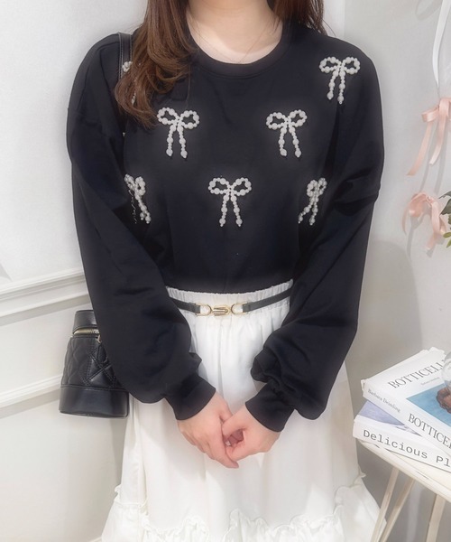 apres jour(アプレジュール)の「French girly collection パールリボンロンT【ZOZOTOWN限定アイテム】(Tシャツ/カットソー・レディース・オフホワイト/ブラック/ライトピンク・X-LARGE/フリー)」の21枚目の写真