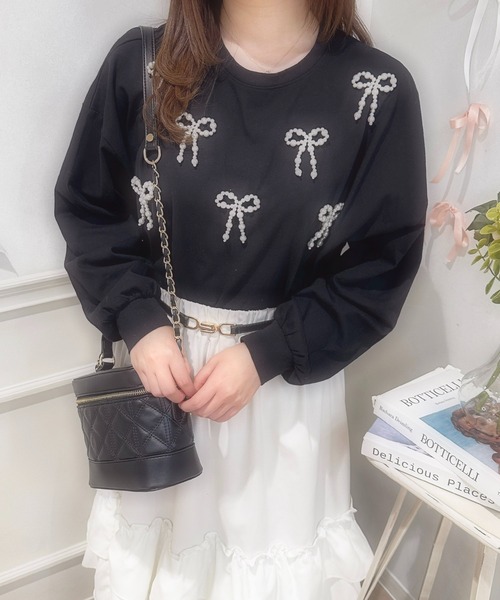 apres jour(アプレジュール)の「French girly collection パールリボンロンT【ZOZOTOWN限定アイテム】(Tシャツ/カットソー・レディース・オフホワイト/ブラック/ライトピンク・X-LARGE/フリー)」の13枚目の写真