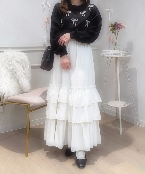 apres jour(アプレジュール)の「French girly collection パールリボンロンT【ZOZOTOWN限定アイテム】(Tシャツ/カットソー・レディース・オフホワイト/ブラック/ライトピンク・X-LARGE/フリー)」の15枚目の写真