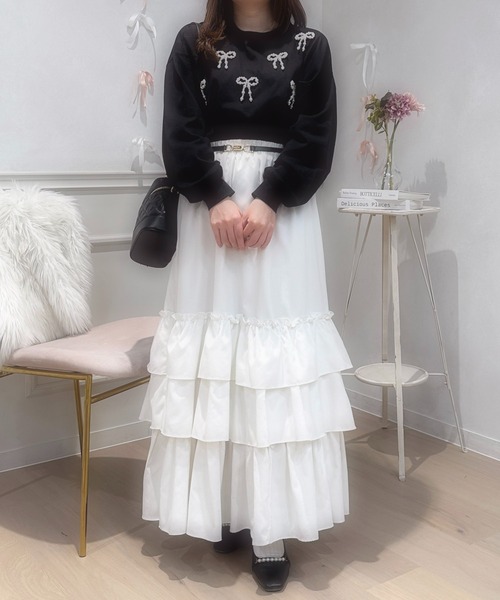 apres jour(アプレジュール)の「French girly collection パールリボンロンT【ZOZOTOWN限定アイテム】(Tシャツ/カットソー・レディース・オフホワイト/ブラック/ライトピンク・X-LARGE/フリー)」の16枚目の写真