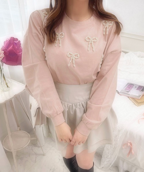 apres jour(アプレジュール)の「French girly collection パールリボンロンT【ZOZOTOWN限定アイテム】(Tシャツ/カットソー・レディース・オフホワイト/ブラック/ライトピンク・X-LARGE/フリー)」の17枚目の写真