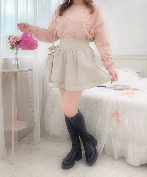 apres jour(アプレジュール)の「French girly collection パールリボンロンT【ZOZOTOWN限定アイテム】(Tシャツ/カットソー・レディース・オフホワイト/ブラック/ライトピンク・X-LARGE/フリー)」の8枚目の写真