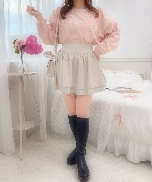 apres jour(アプレジュール)の「French girly collection パールリボンロンT【ZOZOTOWN限定アイテム】(Tシャツ/カットソー・レディース・オフホワイト/ブラック/ライトピンク・X-LARGE/フリー)」の9枚目の写真