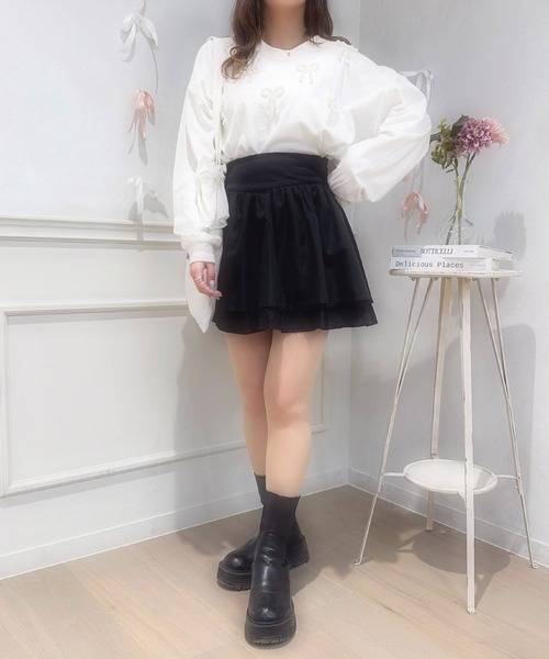 apres jour(アプレジュール)の「French girly collection パールリボンロンT【ZOZOTOWN限定アイテム】(Tシャツ/カットソー・レディース・オフホワイト/ブラック/ライトピンク・X-LARGE/フリー)」の18枚目の写真
