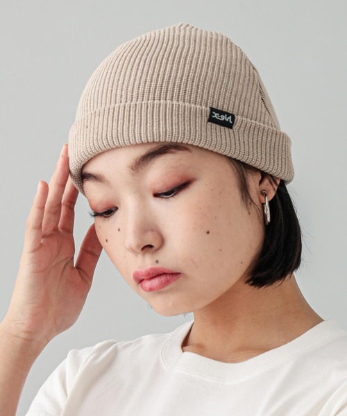 X-girl(エックスガール)の「COOL MAX BEANIE(ニットキャップ/ビーニー・レディース・ブラック/ベージュ/オレンジ・ONE SIZE)」の3枚目の写真