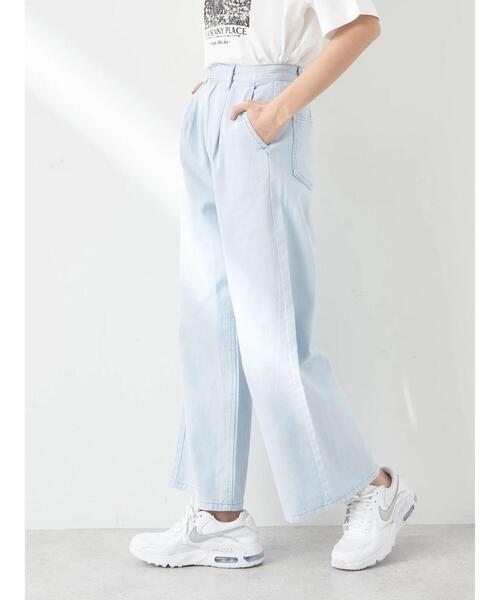 earth music&ecology（アースミュージックアンドエコロジー）の「ワンタックデザイン製品染めカラーパンツ（その他パンツ・レディース・グレイッシュベージュ/ライトブルー/ライトイエロー・S/M）」の8枚目の写真
