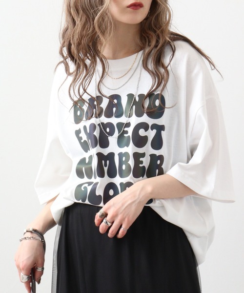 FUNALIVE(ファンアライブ)の「ワイド 半袖 反射 プリント Tシャツ(Tシャツ/カットソー・メンズ・オフホワイト/ブルー/ブラック・L/LL/M)」の1枚目の写真
