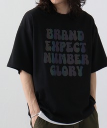 ワイド 半袖 反射 プリント Tシャツ