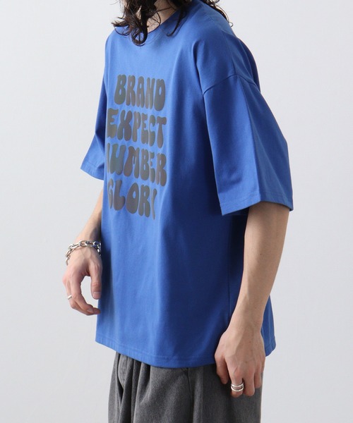 FUNALIVE(ファンアライブ)の「ワイド 半袖 反射 プリント Tシャツ(Tシャツ/カットソー・メンズ・オフホワイト/ブルー/ブラック・L/LL/M)」の15枚目の写真