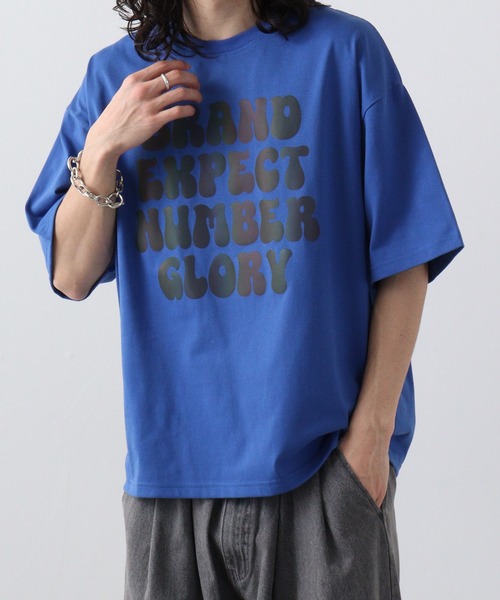 FUNALIVE(ファンアライブ)の「ワイド 半袖 反射 プリント Tシャツ(Tシャツ/カットソー・メンズ・オフホワイト/ブルー/ブラック・L/LL/M)」の14枚目の写真