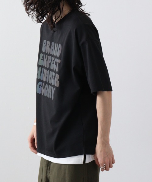 FUNALIVE(ファンアライブ)の「ワイド 半袖 反射 プリント Tシャツ(Tシャツ/カットソー・メンズ・オフホワイト/ブルー/ブラック・L/LL/M)」の10枚目の写真
