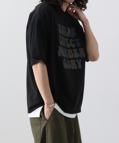 FUNALIVE(ファンアライブ)の「ワイド 半袖 反射 プリント Tシャツ(Tシャツ/カットソー・メンズ・オフホワイト/ブルー/ブラック・L/LL/M)」の12枚目の写真