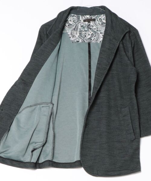 m.f.editorial（エムエフエディトリアル）の「【ストレッチ】m.f.エディトリアル メンズ メランジ 2ボタン イタリアンカラー7分袖ジャケット（カーディガン/ボレロ・メンズ・ライトグレー/ネイビー・X-LARGE/LARGE/MEDIUM）」の4枚目の写真