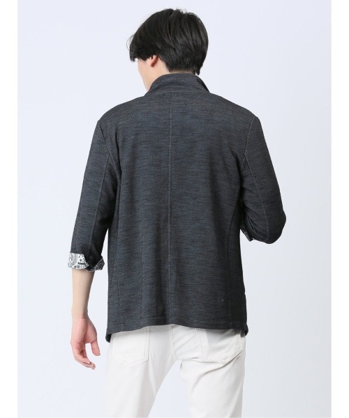 m.f.editorial（エムエフエディトリアル）の「【ストレッチ】m.f.エディトリアル メンズ メランジ 2ボタン イタリアンカラー7分袖ジャケット（カーディガン/ボレロ・メンズ・ライトグレー/ネイビー・X-LARGE/LARGE/MEDIUM）」の18枚目の写真