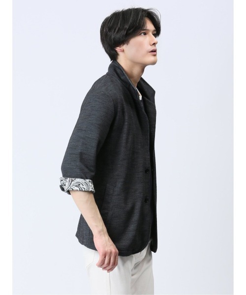 m.f.editorial（エムエフエディトリアル）の「【ストレッチ】m.f.エディトリアル メンズ メランジ 2ボタン イタリアンカラー7分袖ジャケット（カーディガン/ボレロ・メンズ・ライトグレー/ネイビー・X-LARGE/LARGE/MEDIUM）」の17枚目の写真