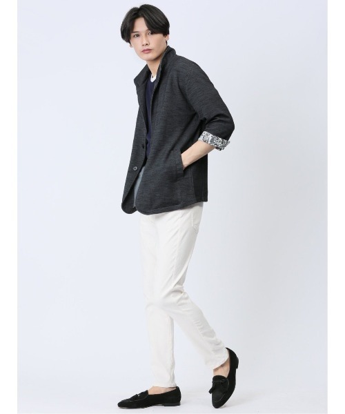 m.f.editorial（エムエフエディトリアル）の「【ストレッチ】m.f.エディトリアル メンズ メランジ 2ボタン イタリアンカラー7分袖ジャケット（カーディガン/ボレロ・メンズ・ライトグレー/ネイビー・X-LARGE/LARGE/MEDIUM）」の16枚目の写真