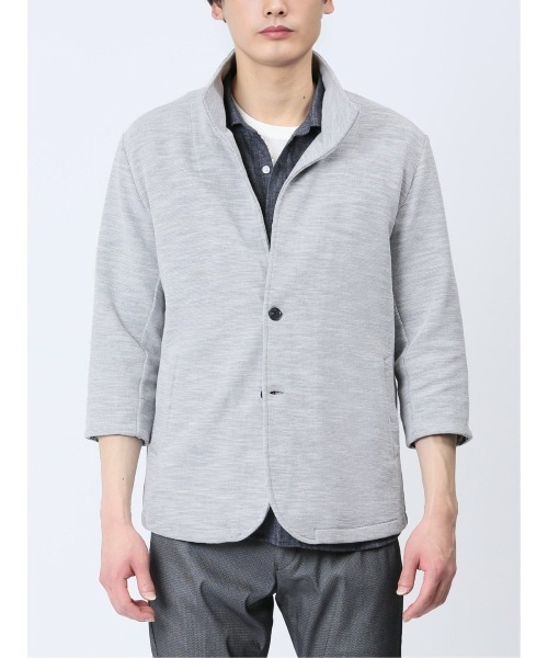 m.f.editorial（エムエフエディトリアル）の「【ストレッチ】m.f.エディトリアル メンズ メランジ 2ボタン イタリアンカラー7分袖ジャケット（カーディガン/ボレロ・メンズ・ライトグレー/ネイビー・X-LARGE/LARGE/MEDIUM）」の14枚目の写真