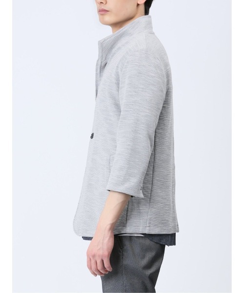 m.f.editorial（エムエフエディトリアル）の「【ストレッチ】m.f.エディトリアル メンズ メランジ 2ボタン イタリアンカラー7分袖ジャケット（カーディガン/ボレロ・メンズ・ライトグレー/ネイビー・X-LARGE/LARGE/MEDIUM）」の13枚目の写真