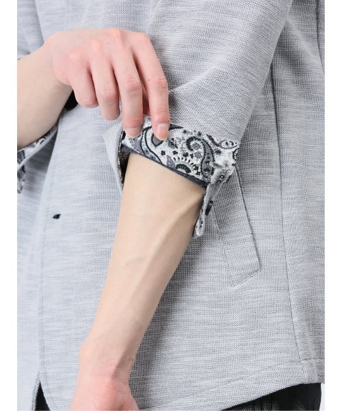 m.f.editorial（エムエフエディトリアル）の「【ストレッチ】m.f.エディトリアル メンズ メランジ 2ボタン イタリアンカラー7分袖ジャケット（カーディガン/ボレロ・メンズ・ライトグレー/ネイビー・X-LARGE/LARGE/MEDIUM）」の9枚目の写真