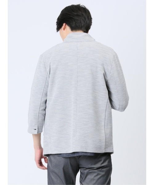 m.f.editorial（エムエフエディトリアル）の「【ストレッチ】m.f.エディトリアル メンズ メランジ 2ボタン イタリアンカラー7分袖ジャケット（カーディガン/ボレロ・メンズ・ライトグレー/ネイビー・X-LARGE/LARGE/MEDIUM）」の7枚目の写真