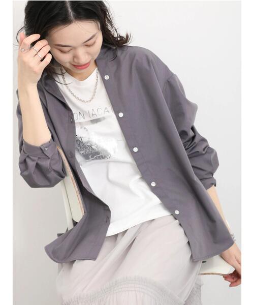 Samansa Mos2 blue（サマンサモスモスブルー）の「マルチスタイルシャツ（シャツ/ブラウス・レディース・ブルー/オフホワイト/グレー/ブラック/サックスブルー/ホワイト/ピンク・L/M）」の4枚目の写真