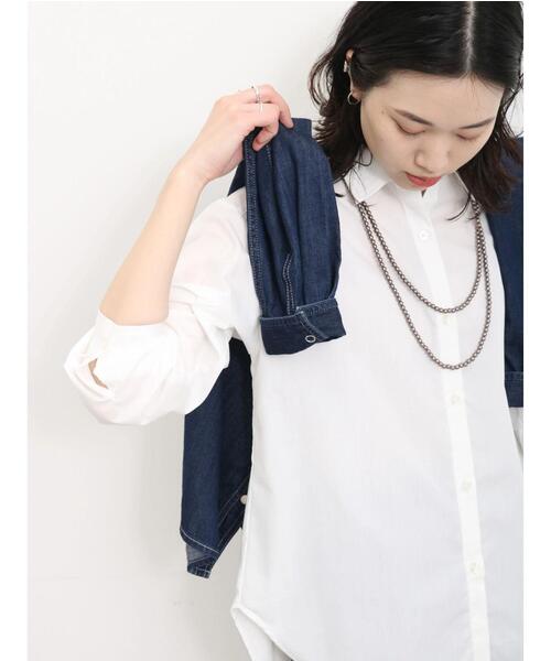 Samansa Mos2 blue（サマンサモスモスブルー）の「マルチスタイルシャツ（シャツ/ブラウス・レディース・ブルー/オフホワイト/グレー/ブラック/サックスブルー/ホワイト/ピンク・L/M）」の9枚目の写真