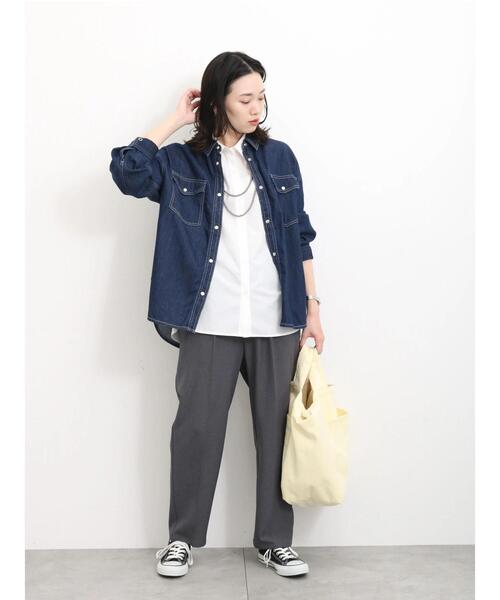 Samansa Mos2 blue（サマンサモスモスブルー）の「マルチスタイルシャツ（シャツ/ブラウス・レディース・ブルー/オフホワイト/グレー/ブラック/サックスブルー/ホワイト/ピンク・L/M）」の12枚目の写真