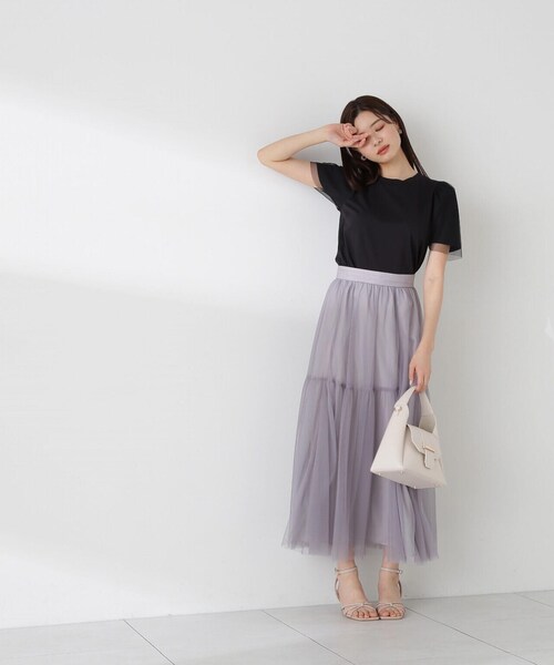 PROPORTION BODY DRESSING（プロポーションボディドレッシング）の「袖チュールカットソー / 1214160408（Tシャツ/カットソー・レディース・グレー/ブラック/ホワイト・FREE）」の12枚目の写真