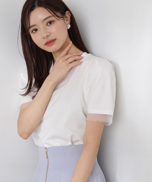 PROPORTION BODY DRESSING（プロポーションボディドレッシング）の「袖チュールカットソー / 1214160408（Tシャツ/カットソー・レディース・グレー/ブラック/ホワイト・FREE）」の6枚目の写真