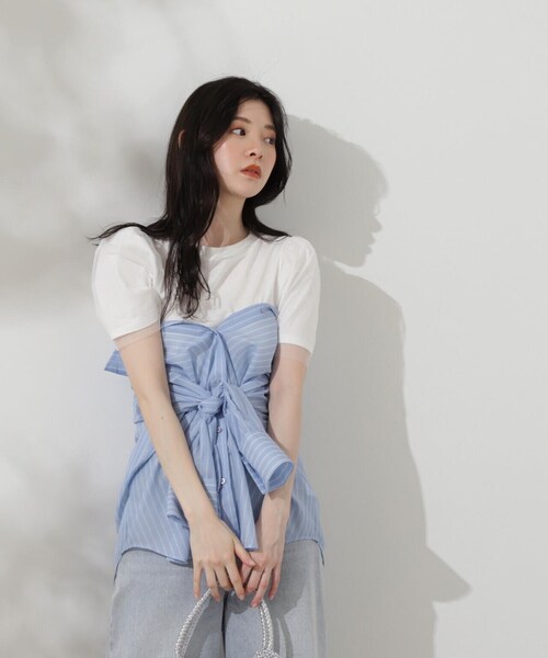 PROPORTION BODY DRESSING（プロポーションボディドレッシング）の「袖チュールカットソー / 1214160408（Tシャツ/カットソー・レディース・グレー/ブラック/ホワイト・FREE）」の7枚目の写真