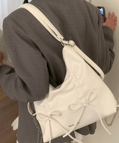 [RUBAN(ルボン)] リボンバックパック 兼 ショルダーバッグ S leune ショルダーバッグ バッグ リボンスクエアショルダーバッグ