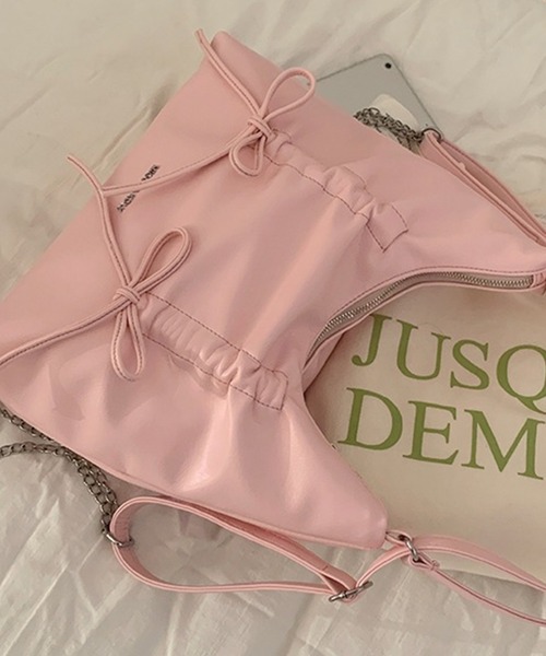 ルネ Rene Pochette ビジュー ベロア バッグ ショルダーバッグ ピンク