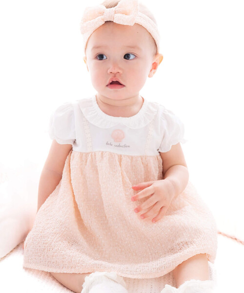 【セール】シャーリングドットプリントシェルワンピース(70~90cm)（その他ベビーウェア）｜fillot de bebe reduction（フィヨデュベベルダクティオン）