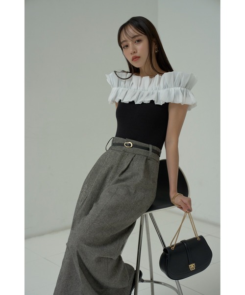 新品タグ付★SNIDEL 【USAGI ONLINE限定】フリルニットトップス USAGI ONLINE限定】フリルニットトップス（ニット）｜SNIDEL
