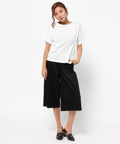 AZUL by moussy(アズールバイマウジー)の「スラブ天竺 フリンジスリーブ(Tシャツ/カットソー・レディース・キャメル/オフホワイト/トップグレー・MEDIUM/SMALL/LARGE)」の7枚目の写真